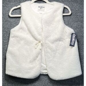 OshKosh Bgosh Faux Fur Vest Girls Youth Size 14 14A White NWT Lined